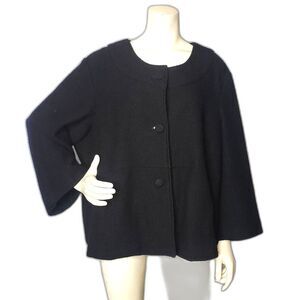CLOTHES BY REVUE Black Wool Cropped Bell Sleeve Coat Jacket Plus Size 3X